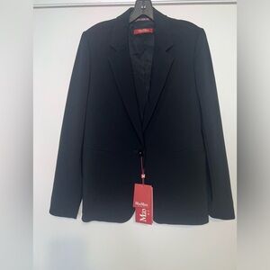 $835 Max Mara Studio Refolo Black 1 Button Lined Blazer Jacket Black Sz 10